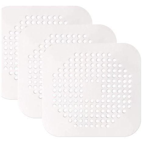Filtre Drain de Douche, 3 Pcs Couvercles à évier Filtre à Bonde Protecteur de Vidange en SiliCône pour Cuisine, Salle de Bain-Blanc- (1/4)