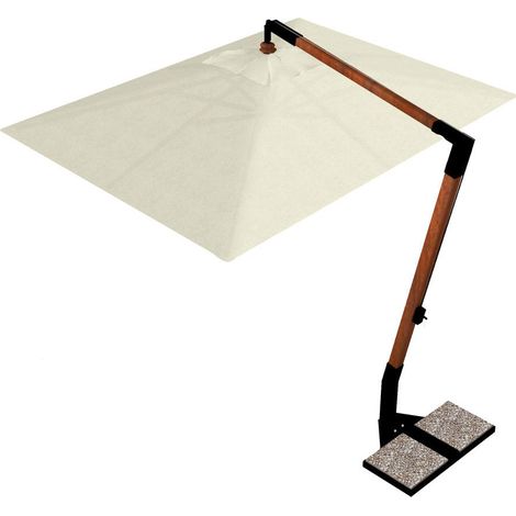 Ombrellone da Giardino Decentrato 2x3m in Legno Telo in Acrilico Ecrù (1/5)