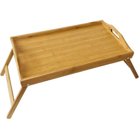 Plateau de service, pieds pliables, bambou, 50 x 30 x 23 cm, naturel (1/5)