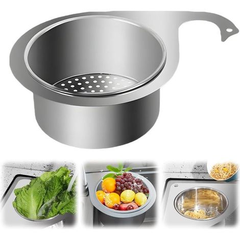 Küchensieb aus Edelstahl, 2025 Neuer schwanenförmiger Edelstahl-Filterkorb für Spülbecken, Ecksieb für Obst und Gemüse (1 Stück, 24 x 16 x 8 cm) (1/5)