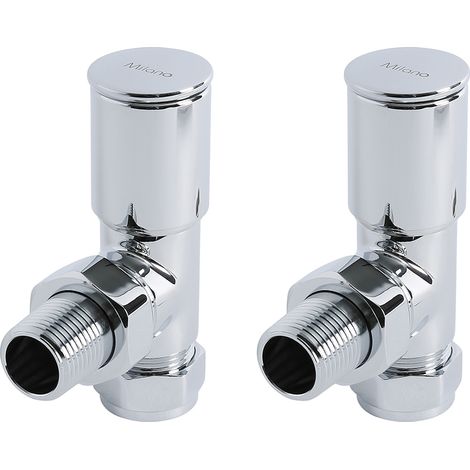 Milano Angled Heated Towel Rail Radiator Valves Pair - Chrome (1/6)