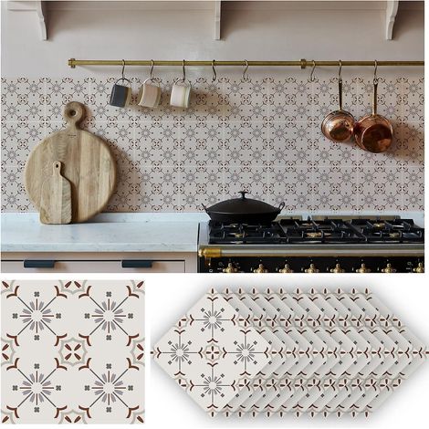 12pcs 20cm Cstickers Carrelage Credence Adhesive Pour Cuisine Stickers Muraux Auto-adhsif Rsistant L'huile Impermable L'eau Rutilisable Amovibl (1/5)