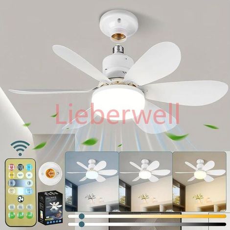 40W Silent LIEBERWELL Ceiling Fan with LED Light, E27 Socket, 52cm, 3 Speeds, Timer, Remote Control, for Living Room Bedroom (1/4)