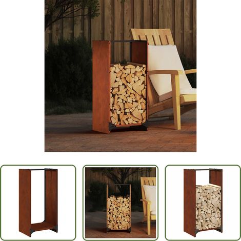 vidaXL Étagère bois chauffage intérieur - Étagère à bois 40x30x80 cm acier résistant aux intempéries (1/5)
