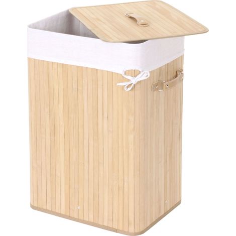[JAMAIS UTILISÉ] Corbeille à linge HHG-118, 61x43x32cm, 70l, nature