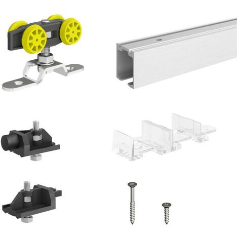 Guide Ajustable pour Porte en Bois Coulissante – Guide Inférieur Mur/Porte – Couleur Noire