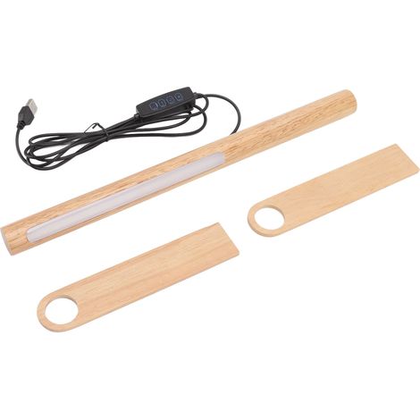 Ortviai Lampe de lecture en bois d'hévéa nordique – 3 températures de lumière, variation continue et alimentation USB (1/5)