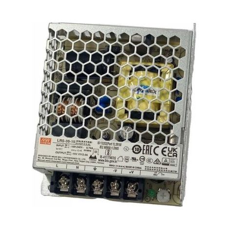 MW MEAN WELL LRS-35-15 Alimentatore Trasformatore 35W 15V 2,4A IP20 Input 220V e 110V