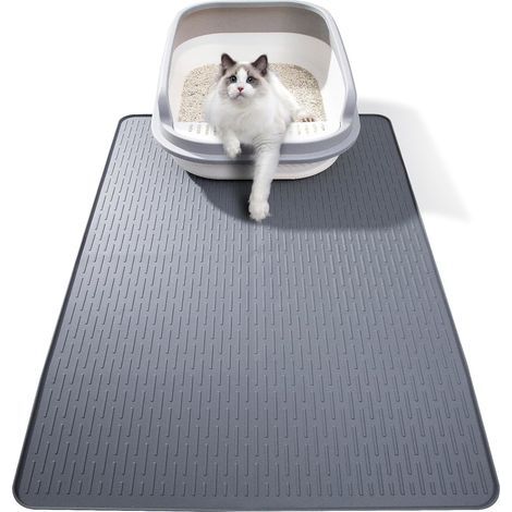 Katzenstreumatte – wasserdichtes Silikon mit erhöhtem Rand – 71 × 50 cm – Grau (1/5)