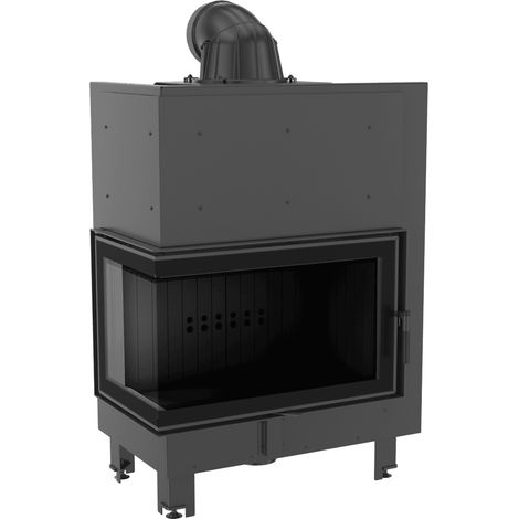 Kamineinsatz aus Stahl KRATKI MBO links 15 kW Ø 200 gebogenes Glas schwarz Verkleidung (1/5)