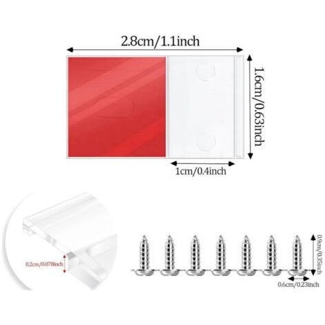 Clips de fixation pour bandes lumineuses transparentes, autocollants avec vis, 50 clips de fixation et vis, pour bandes lumineuses LED de 10 mm de large, IP30/65, 2-4 broches (1/3)