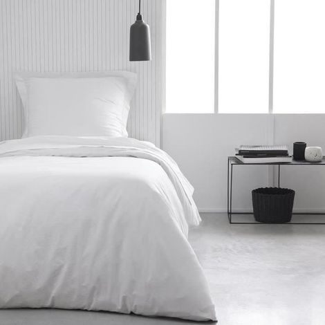 Housse de couette   Essential - 140 x 200 cm - 1 personne - 100% Coton uni - Craie (1/3)