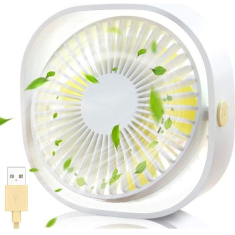 Ventilateur de bureau USB Mini ventilateur silencieux rotatif à 360°3 vitesses avec câble USB pourmaison, bureau, bibliothèque (1/4)
