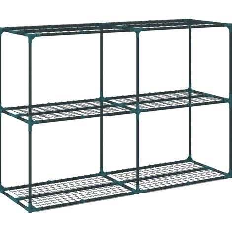 Support à plantes 3 étagères en acier vert foncé, 100 cm de hauteur, étagères grillagées (1/5)