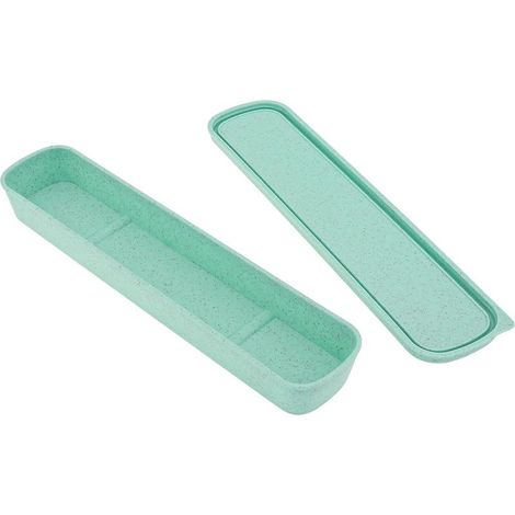 Boîte de rangement portable pour couverts, trousse de voyage, vert, 24 x 6 cm. (1/5)