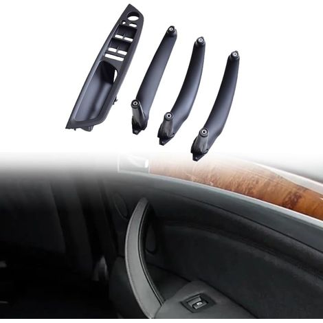 Lot de 4 poignées de porte intérieure en ABS pour voiture, panneau intérieur, couvercle pour tirer, accoudoir compatible avec B-MW E70 E71 E72 X5 X6 2007-2014 - Noir (1/5)
