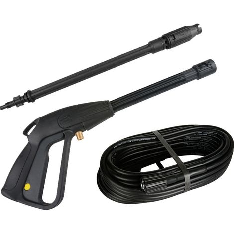 BEBUSINGOTO Nylon-Hochdruckreinigerpistole M22x1,5, 15-mm-Spindel mit Zubehörschlauch – verstellbare Düse – Schlauchlänge 5 m (1/5)