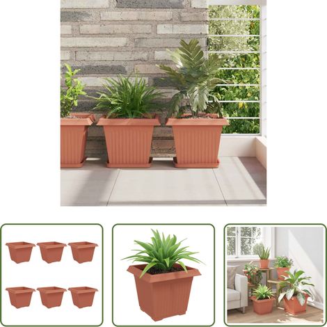 Pot à fleurs extérieur - Pot de Fleurs Carré 6 pcs Rouge brique 28,5 x 28,5 x 22 cm (1/5)
