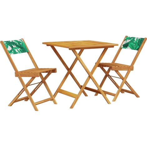 Maison Exclusive - Set da Bistrot 3 pz Motivo Foglie in Tessuto e Legno Massello