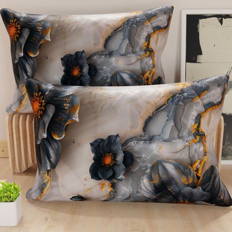 Paire de taies d'oreiller 30 x 50 cm en Microfibre, Coussins d'ameublement, canapé, Salon, 2 Housses de Coussin, taie d'oreiller Florale 06 18, 100% fabriqué en Italie (1/5)