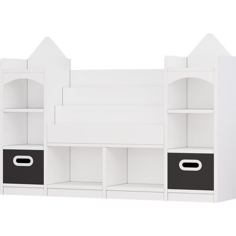 Libreria per bambini con contenitore e 2 scatole pieghevoli MDF bianco 130 x 30 x 90 cm HOMVRA (1/5)