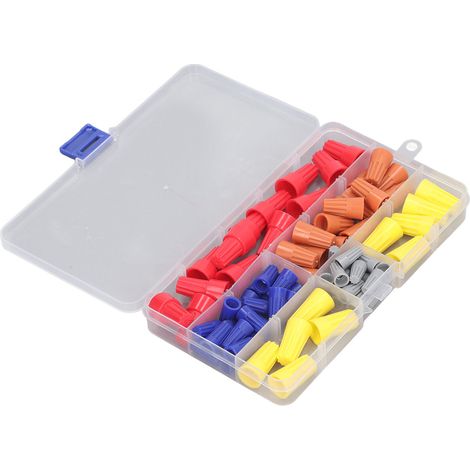 Assortiment de capuchons de fils électriques en PVC à ressort et à visser, avec boîte de rangement