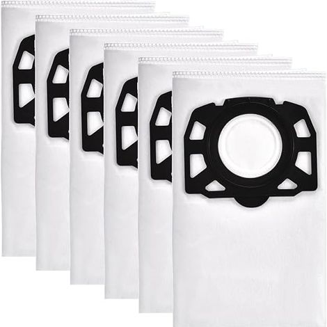 Confezione da 6 sacchetti filtro in tessuto non tessuto per aspirapolvere Kärcher WD4 WD5 WD6 - Compatibili con MV4 MV5 MV6 - Elevata efficienza di filtrazione 99,99% - Lavabili e riutilizzabili (1/4)