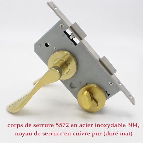 Serrure complète de porte intérieure en acier inoxydable 304 doré avec poignée sur rosace doré 1,6 kg – Livraison gratuite