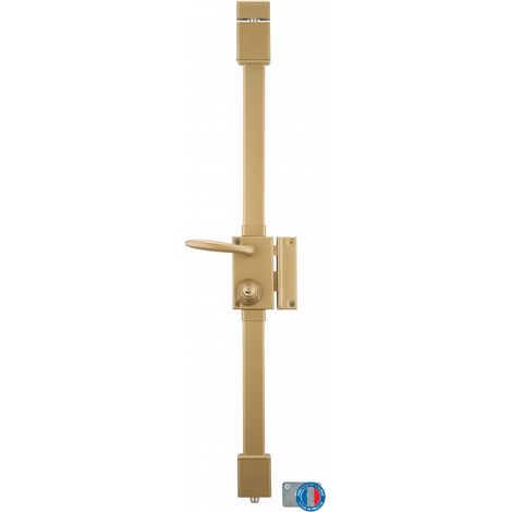 THIRARD - Serrure en applique Targa à fouillot pour porte d'entrée, droite, 3 pts, Transit2 Ø23mm, axe 45mm, or, 4 clés - THIRARD
