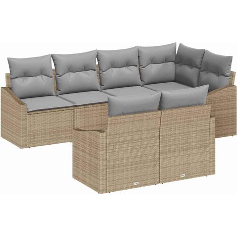 Maison Exclusive - Sofa Set mit Kissen 7 pcs Beige Poly Rattan