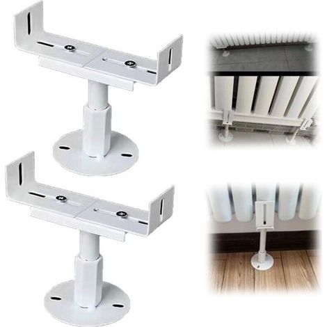 Ensemble de 2 supports de radiateur en aluminium, pieds en fonte, résistants aux embruns salins, support de radiateur domestique, hauteur réglable (13-18 cm) (1/4)