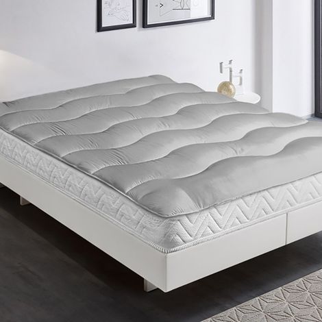 Surmatelas Glory Cloud Gris 180x200cm Sangle de maintien Epaisseur 5cm Moelleux et epais Confort cocooning