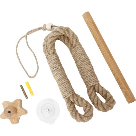 Porte-papier toilette - bois/jute - pour WC et salle de bain (1/5)