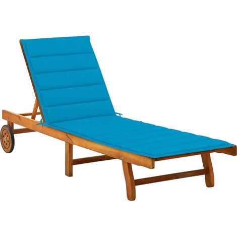 Chaise longue de jardin avec coussin Bois d'acacia solide