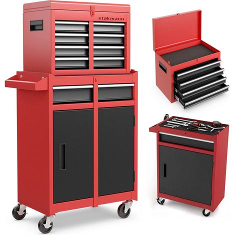 Cassetta Carrello Portautensili Mobiletto 5 Cassetti 2in1 per Garage e Officina