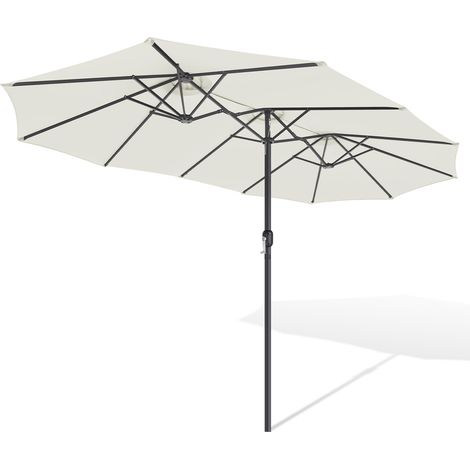 Randaco XXL Sonnenschirm Naturweiß – 3-teiliger Marktschirm mit maximaler Schattenfläche für Balkon & Garten