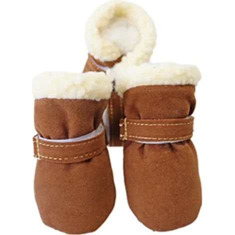 4 Pièces Bottes Chien, Semelle Antidérapante, Doublure Polaire, Protection Pattes, Hiver Extérieur (1/5)