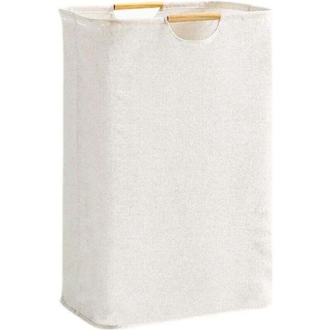 Panier À Linge Pliable Grande Capacité En Tissu Oxford Avec Poignée Bois 39x53x27 Cm Pour Chambre Salle De Bain Voyage (1/4)
