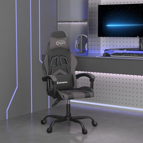 vidaXL Silla gaming cuero sintético negro y gris (1/5)