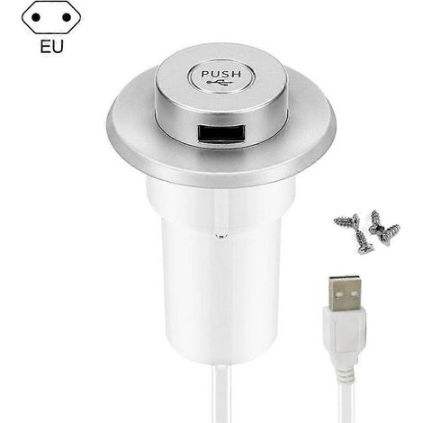 Chargeur USB intégré pour ordinateur portable, dissimulé sous un trou de bureau - UE - Argent (1/5)