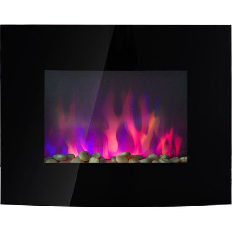 Camino Elettrico da Parete Effetto Fiamma 900W/1800W Nero (1/5)