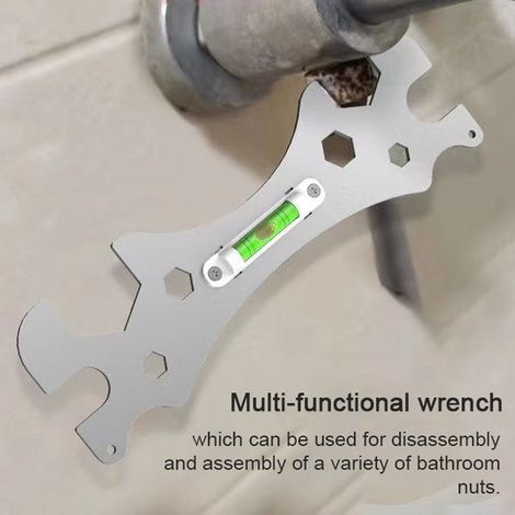 Stainless steel multi-function plumbing wrench, tool, bathroom water pipes, shower faucet, drain pipe installation and removal with spirit level (1/5)