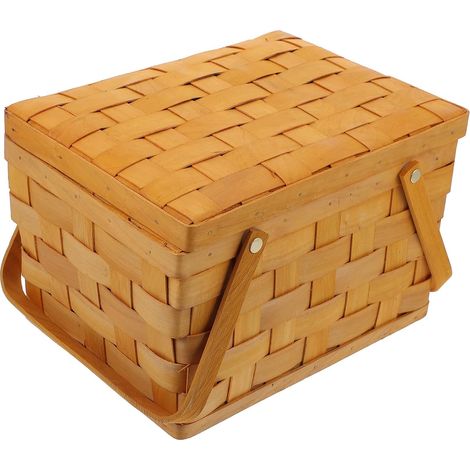 Ensemble de 2 paniers de rangement tressés avec couvercles, boîtes à fruits, décoration pour la cuisine et la maison (1/5)