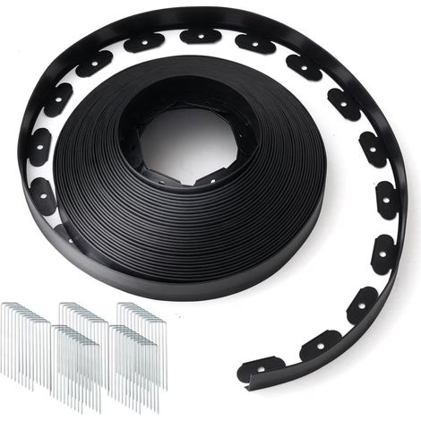 Bordure de jardin sans creuser, 5 cm de hauteur, 12 m de hauteur, en plastique avec piquets (1/5)