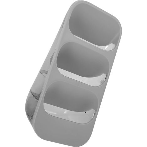 Porte Ustensiles Cuisine Transparent Inclinable 3 Niveaux en PET et PP Gris Porte Baguettes Compact Étanche Égouttoir Intégré pour Rangement Quotidien des Couverts (1/5)