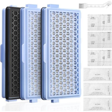 3 Jeux Filtre Aspirateur HEPA Active Airclean Plus 50 Filtres pour Miele Compact C1&C2,Complete C2&C3,S8340,3 filtres HEPA avec 1 brosse de nettoyage pour série S4000,S5000,S6000&S8000 (1/5)