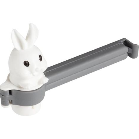 Juego de 2 clips de sellado grises para bolsas de la compra: clips con forma de conejito, clips para envases comestibles (1/5)