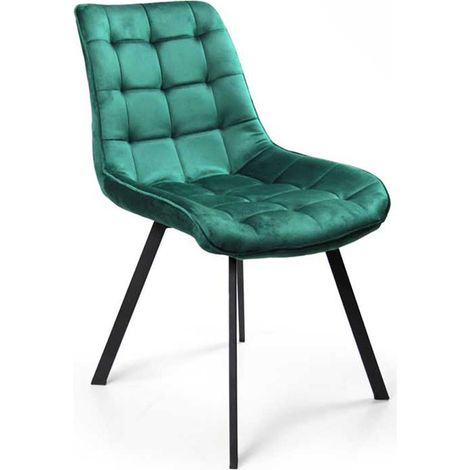 POLTRONA DI VELLUTO IMBOTTITA VERDE GAMBE IN METALLO NERO 53X43X85 CM