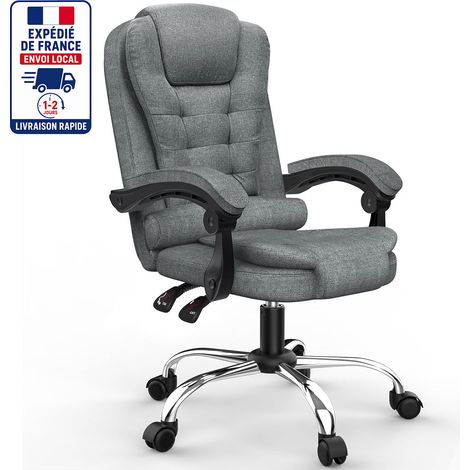 Chaise de bureau Xhomrattan, assise large et rembourrée, Chaise ergonomique, hauteur réglable sur 10 cm, Gris foncé