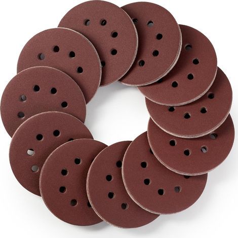 110 Pièces Disque Abrasif 125mm 8 Trous Grain 180 Adhésif Fort Disque Ponceuse Papier à Poncer Rond Pour Ponceuse Excentrique (1/5)